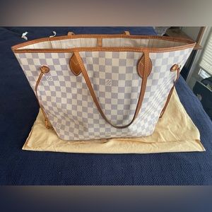 AUTHENTIC LOUIS VUITTON Damier Azur Neverfull MM